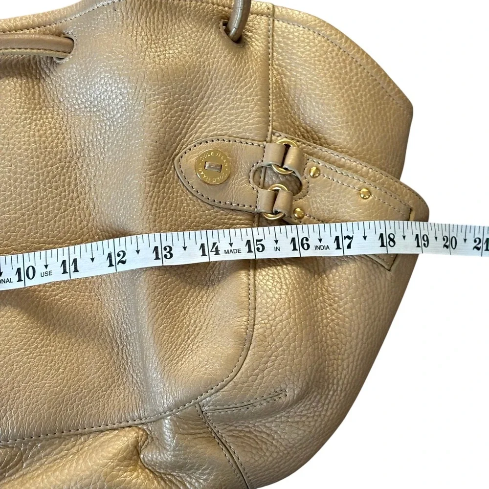 Cole Haan Gold Pebbled Leather Large Hobo Bag Pink Interior‎